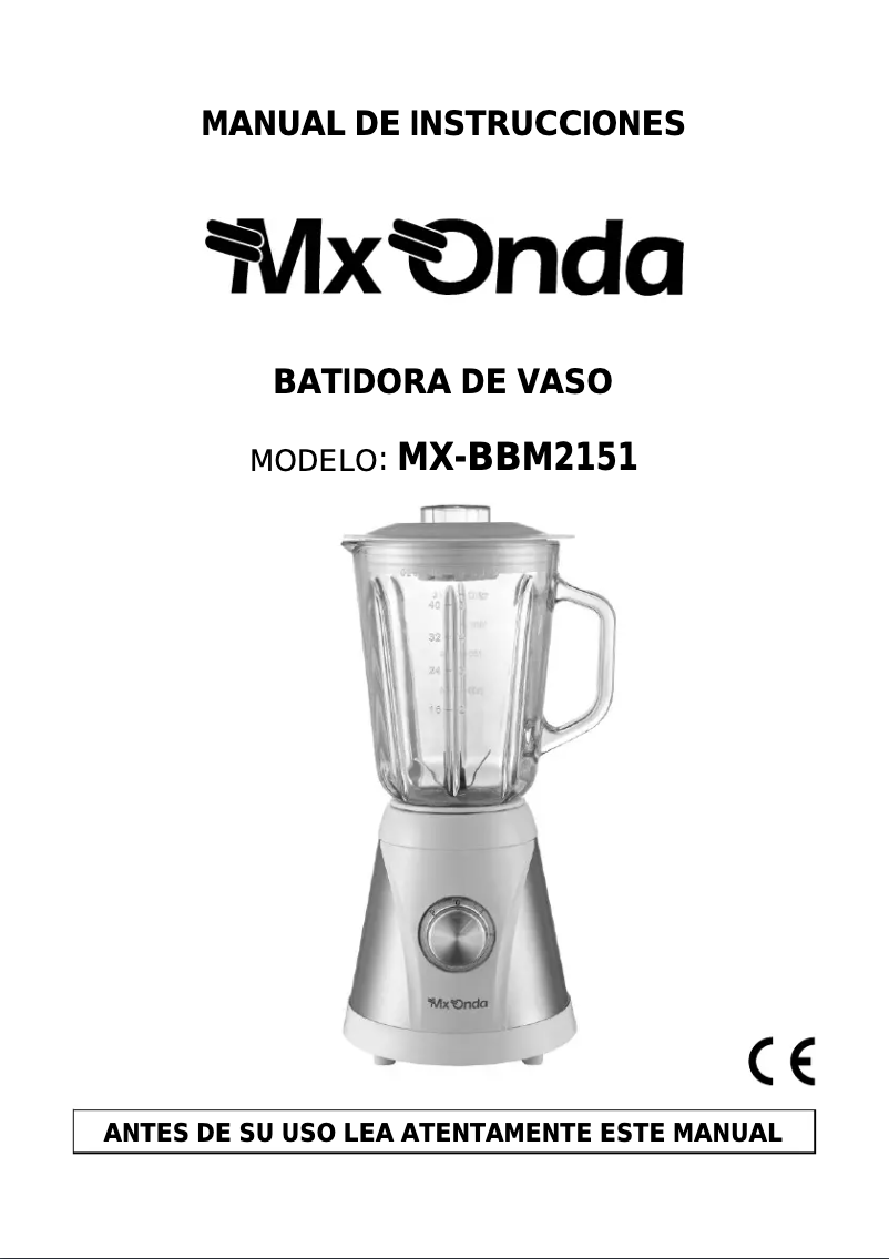 Page 1 de la notice Manuel utilisateur Mx Onda MX-BBM2151