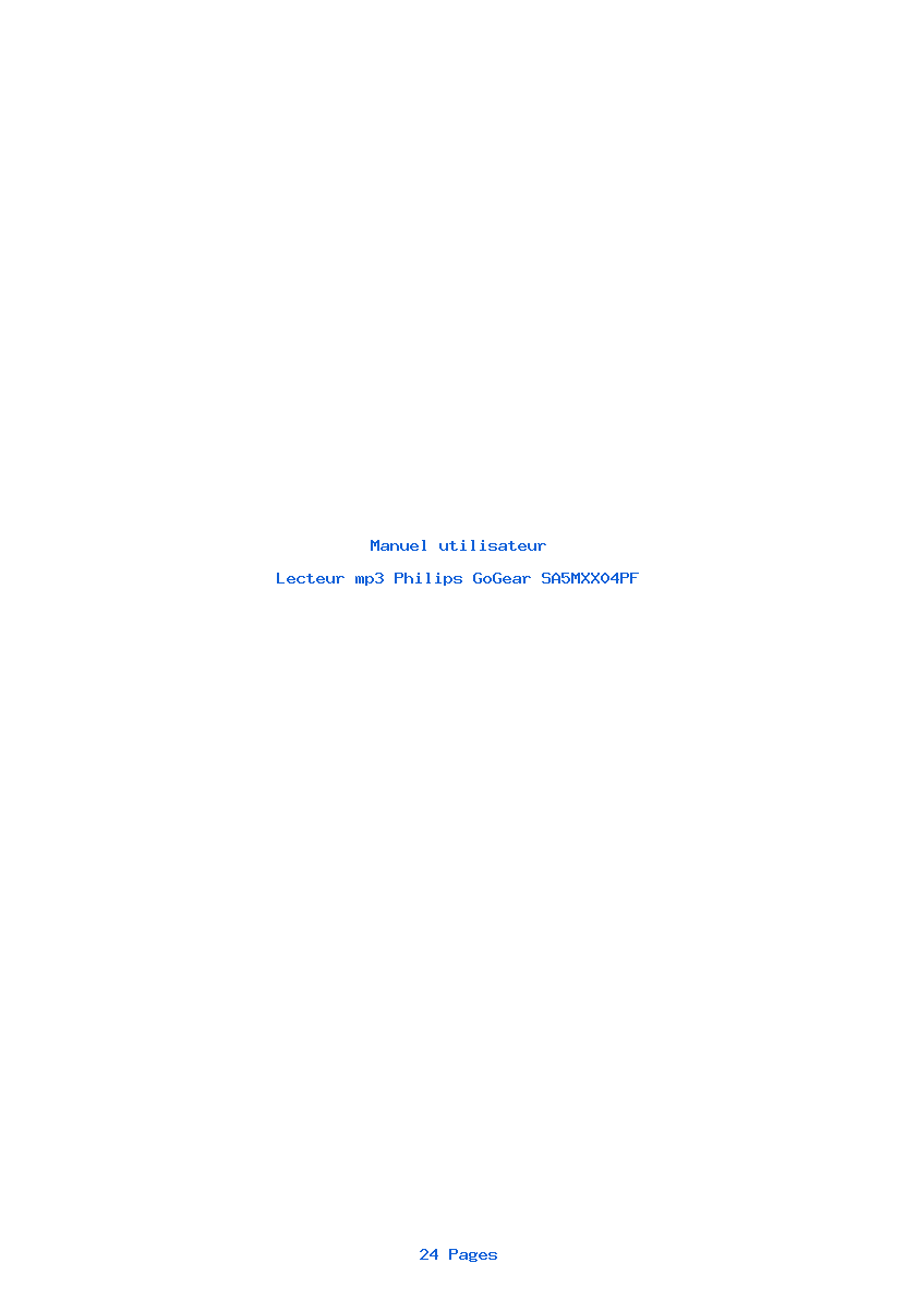 Page 1 de la notice Manuel utilisateur Philips GoGear SA5MXX04PF