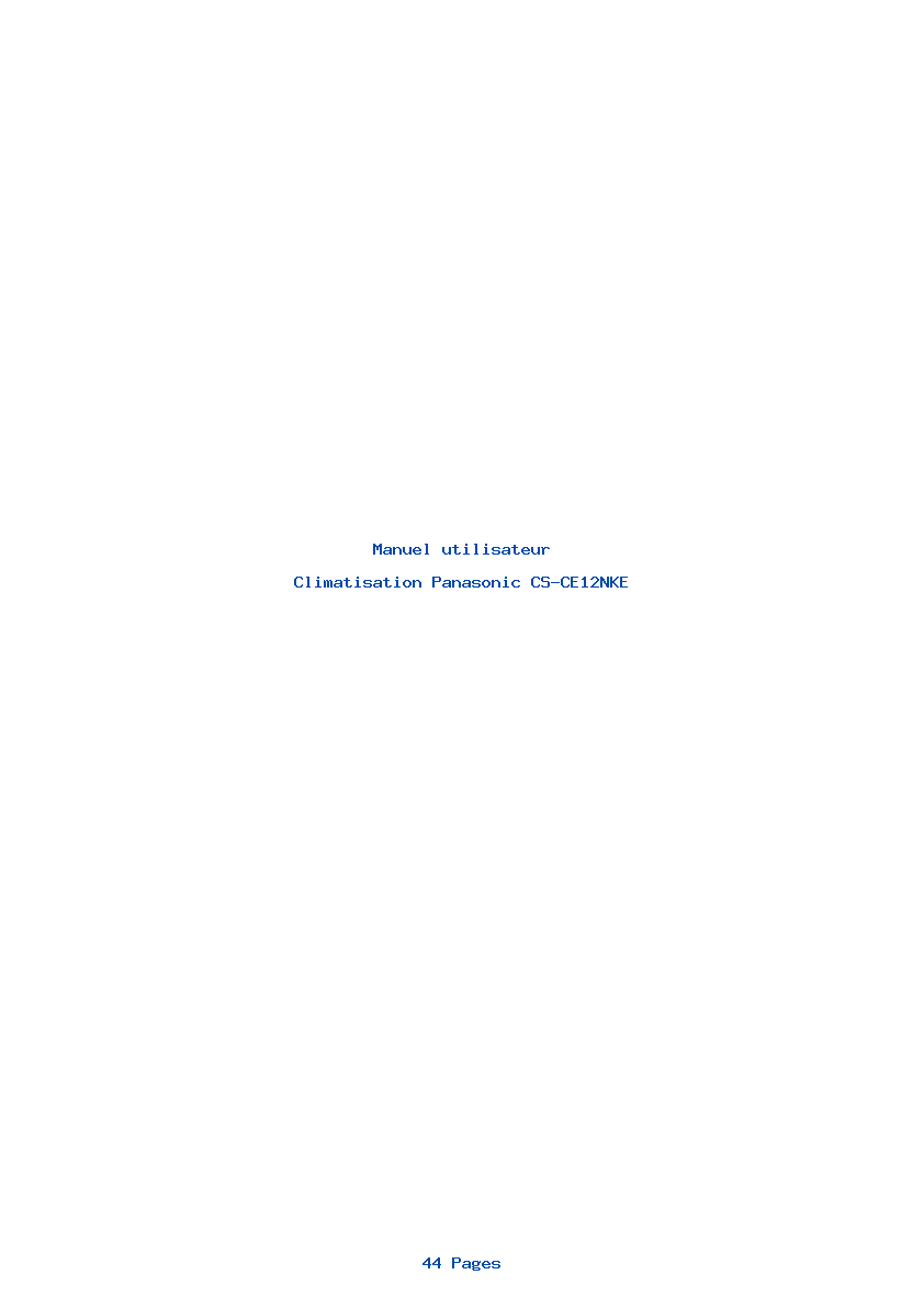 Page 1 de la notice Manuel utilisateur Panasonic CS-CE12NKE