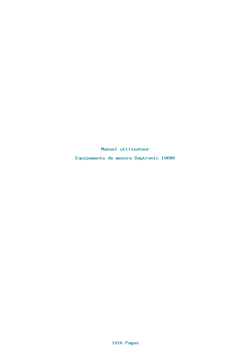 Page 1 de la notice Manuel utilisateur Daytronic 10KN9