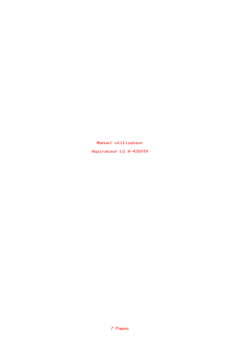 Page 1 de la notice Manuel utilisateur LG V-4350TV