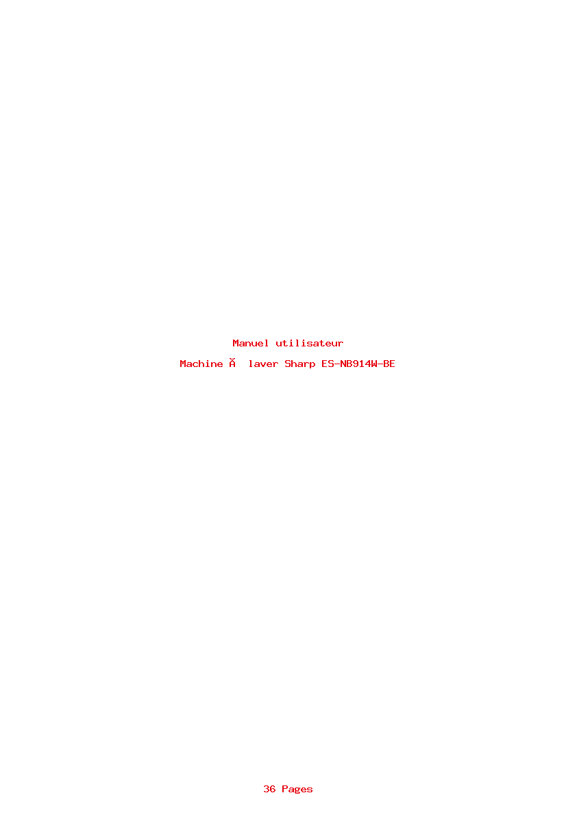 Page 1 de la notice Manuel utilisateur Sharp ES-NB914W-BE
