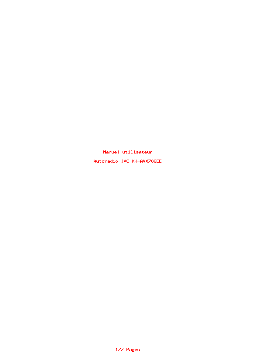 Page 1 de la notice Manuel utilisateur JVC KW-AVX706EE