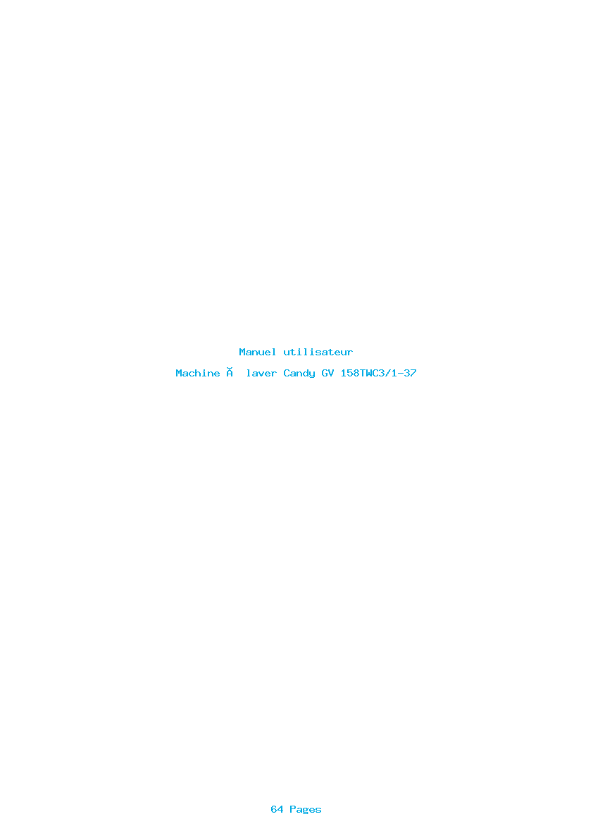 Page 1 de la notice Manuel utilisateur Candy GV 158TWC3/1-37