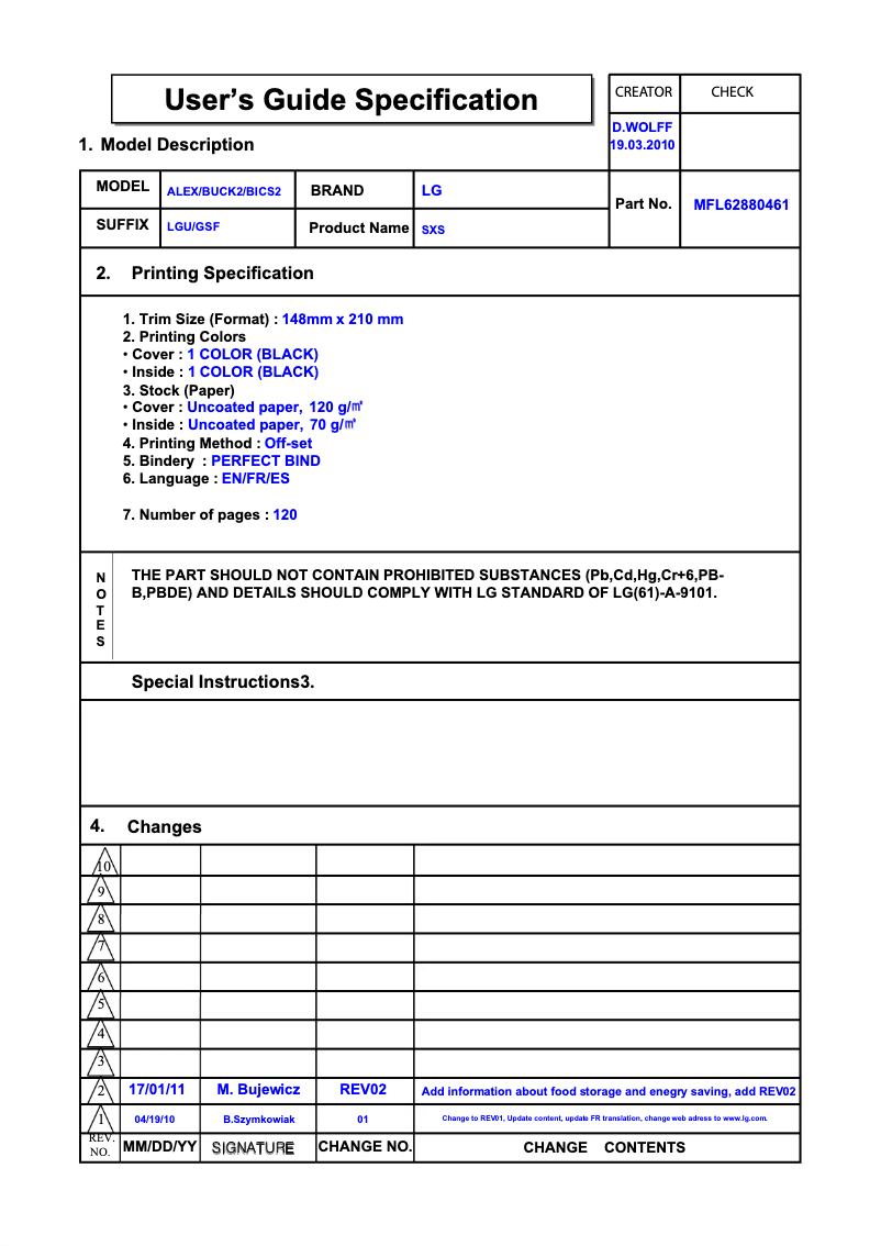 Page 1 de la notice Manuel utilisateur LG GS3159PVJV