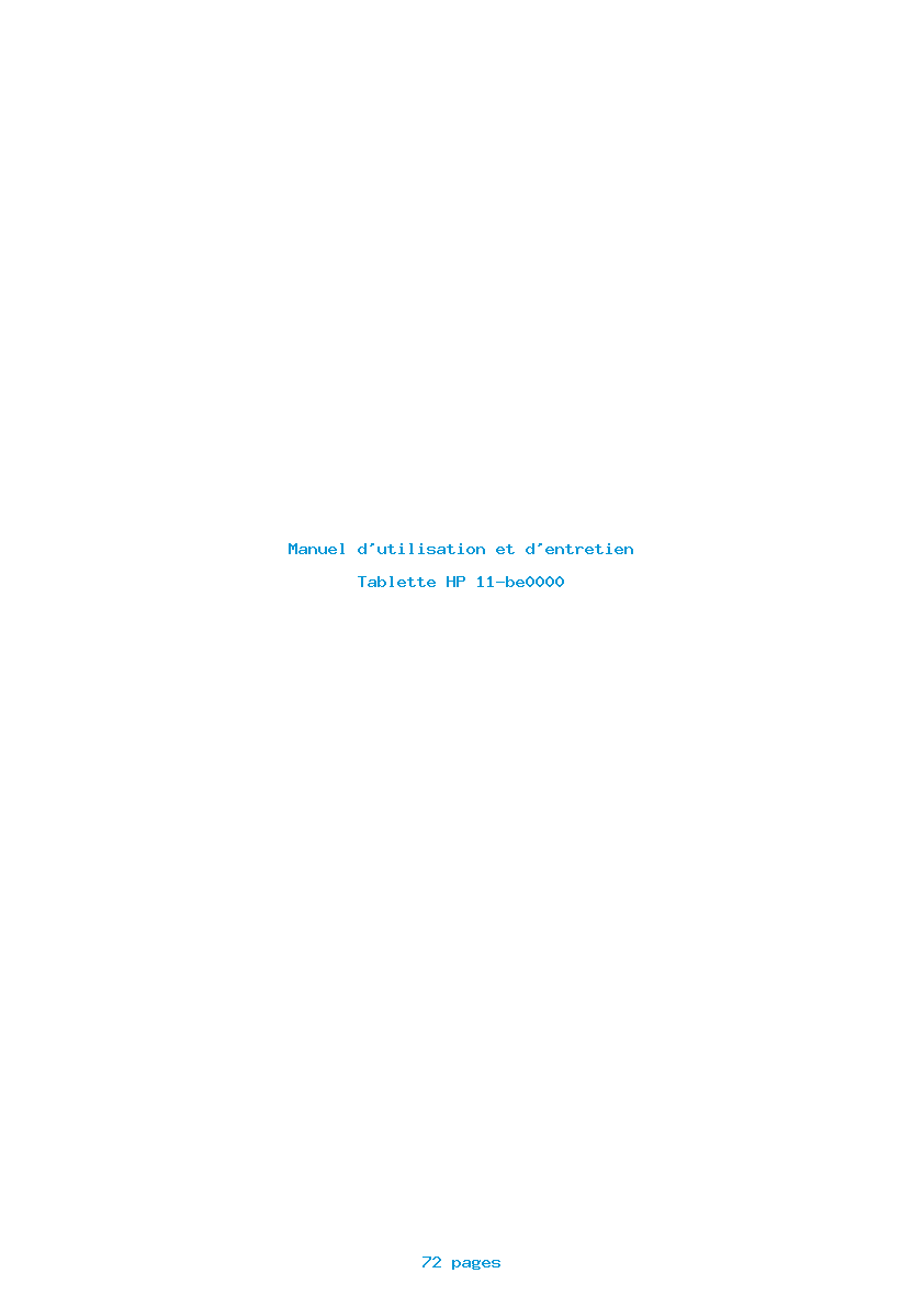 Page 1 de la notice Manuel d'utilisation et d'entretien HP 11-be0000