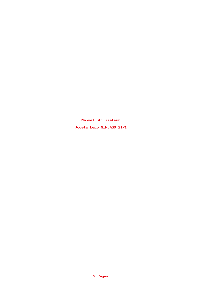 Page 1 de la notice Manuel utilisateur Lego NINJAGO 2171
