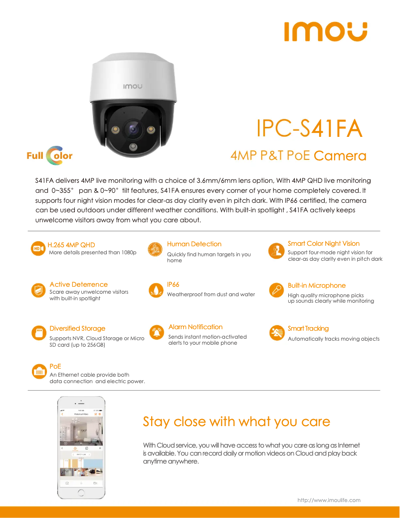 Page 1 de la notice Manuel utilisateur Imou S41FA