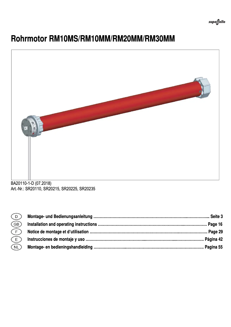 Page 1 of the manual User Manual Superrollo RM10MM