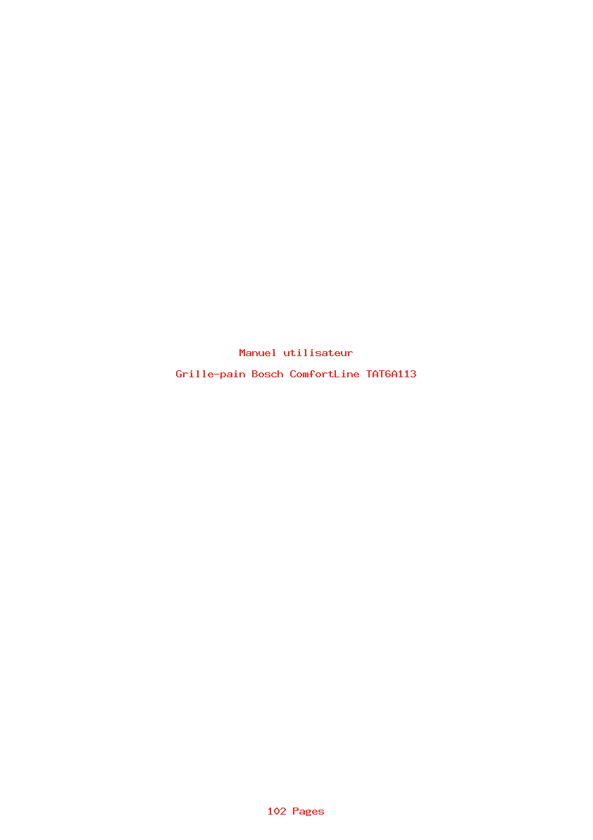 Page 1 de la notice Manuel utilisateur Bosch ComfortLine TAT6A113