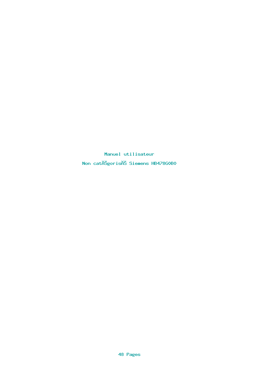 Page 1 de la notice Manuel utilisateur Siemens HB478G0B0