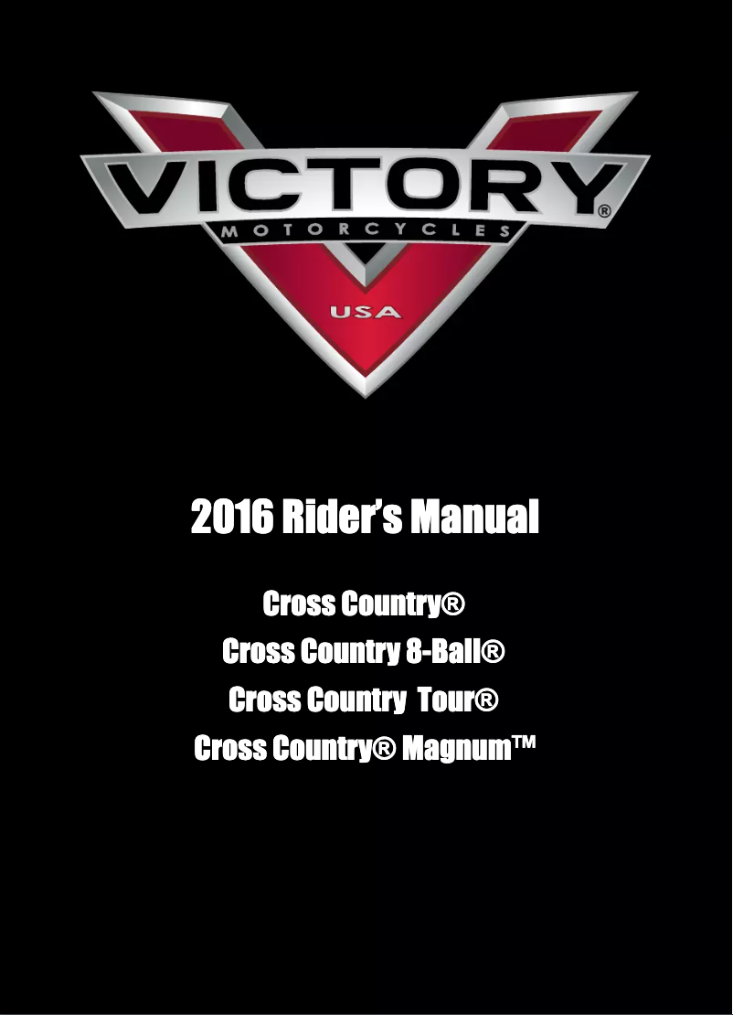 Page 1 de la notice Manuel utilisateur Victory Cross Country Tour (2016)