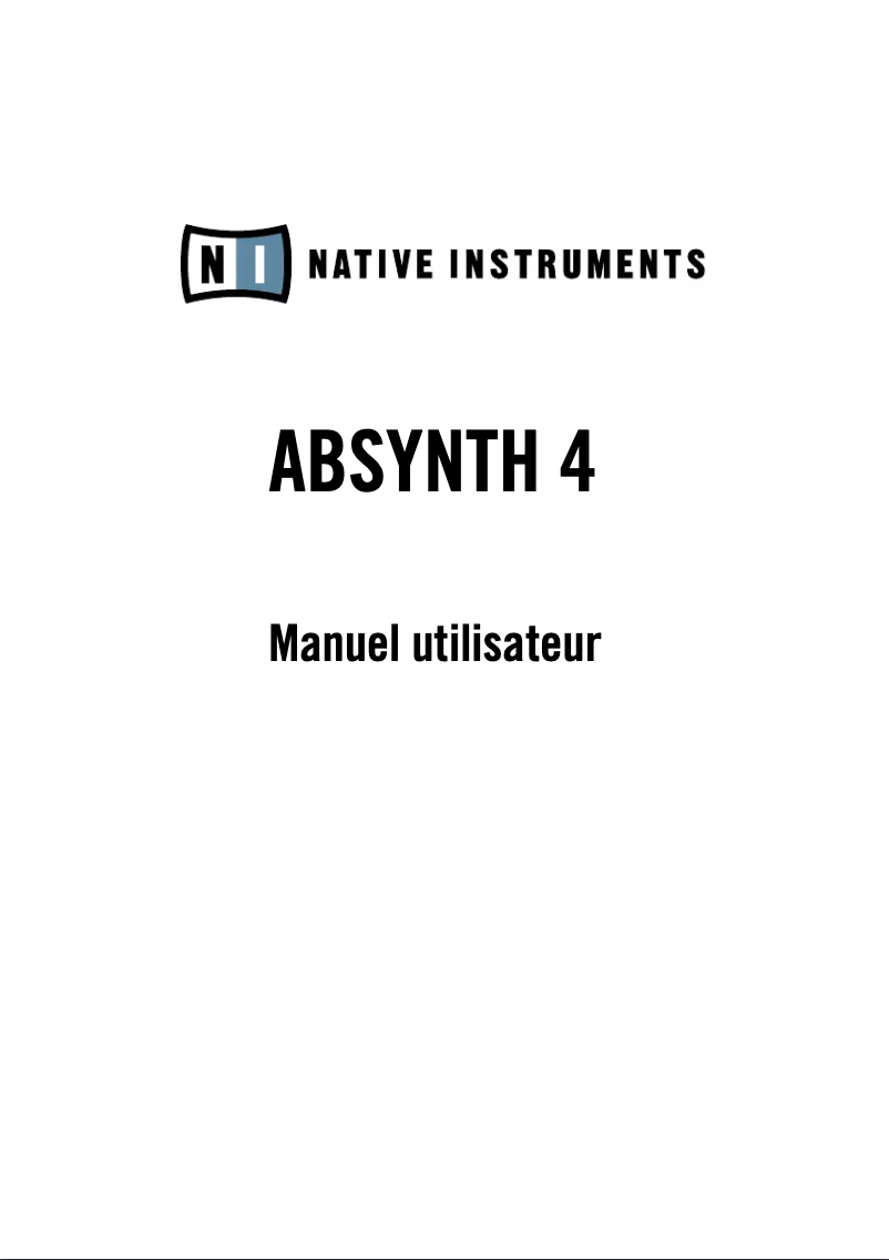 Page 1 de la notice Manuel utilisateur Native Instruments Absynth 4