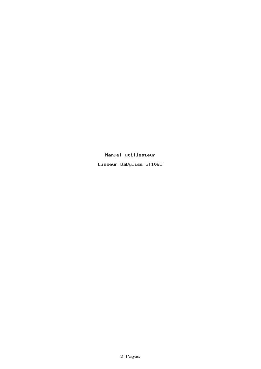 Page 1 de la notice Manuel utilisateur BaByliss ST106E