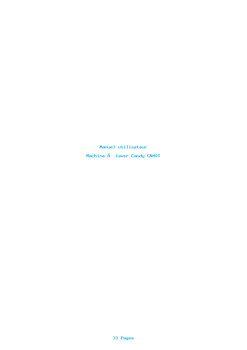 Page 1 de la notice Manuel utilisateur Candy CN40T