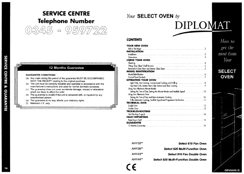 Page 1 of the manual User Manual Diplomat Select 620