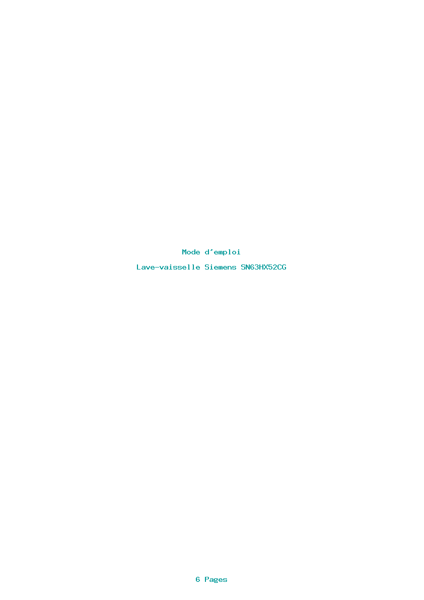 Page 1 de la notice Mode d'emploi Siemens SN63HX52CG