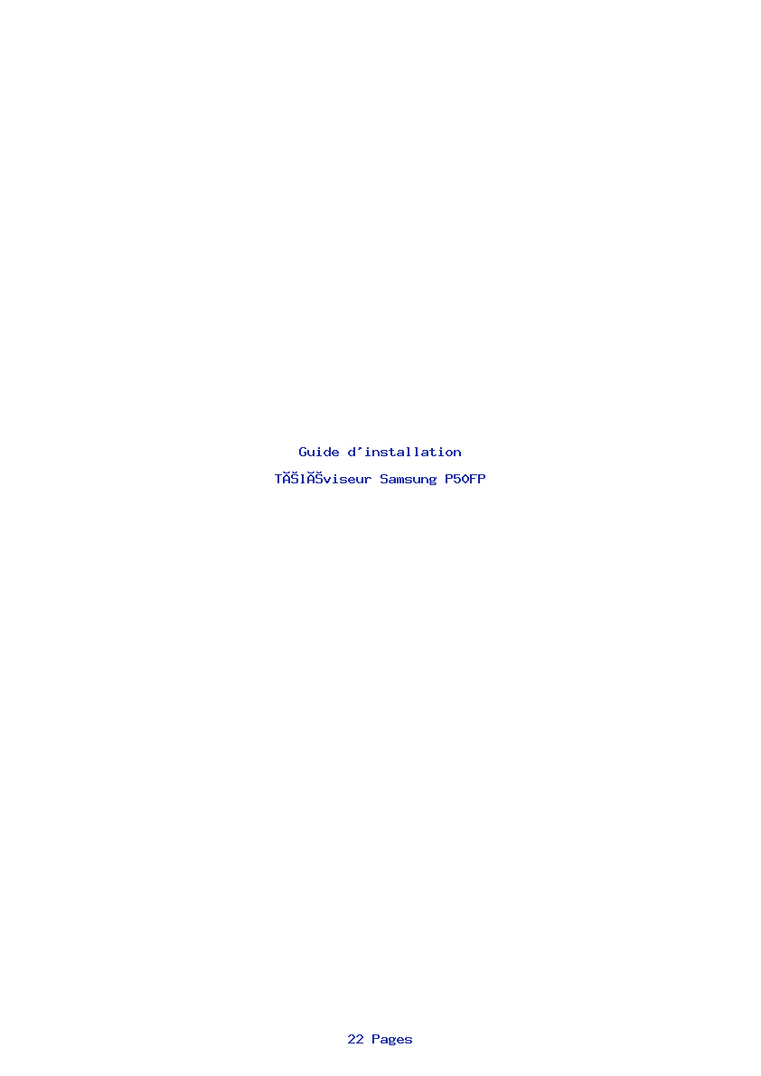 Page 1 de la notice Guide d'installation Samsung P50FP