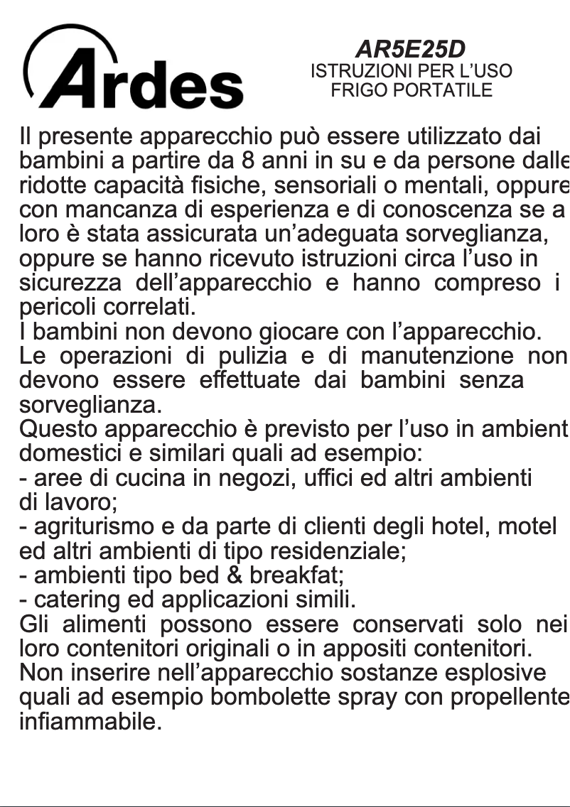 Page 1 de la notice Manuel utilisateur Ardes AR5E25D