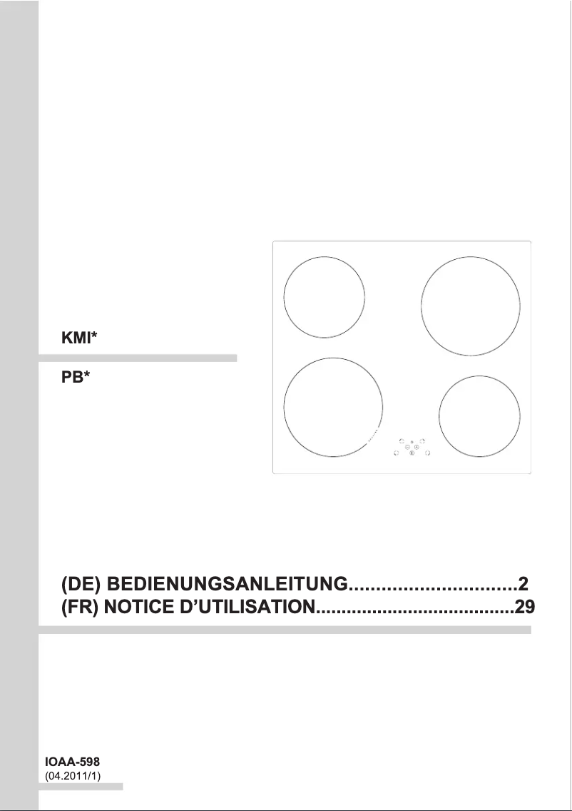 Page 1 de la notice Manuel utilisateur Amica KMI 13293 C
