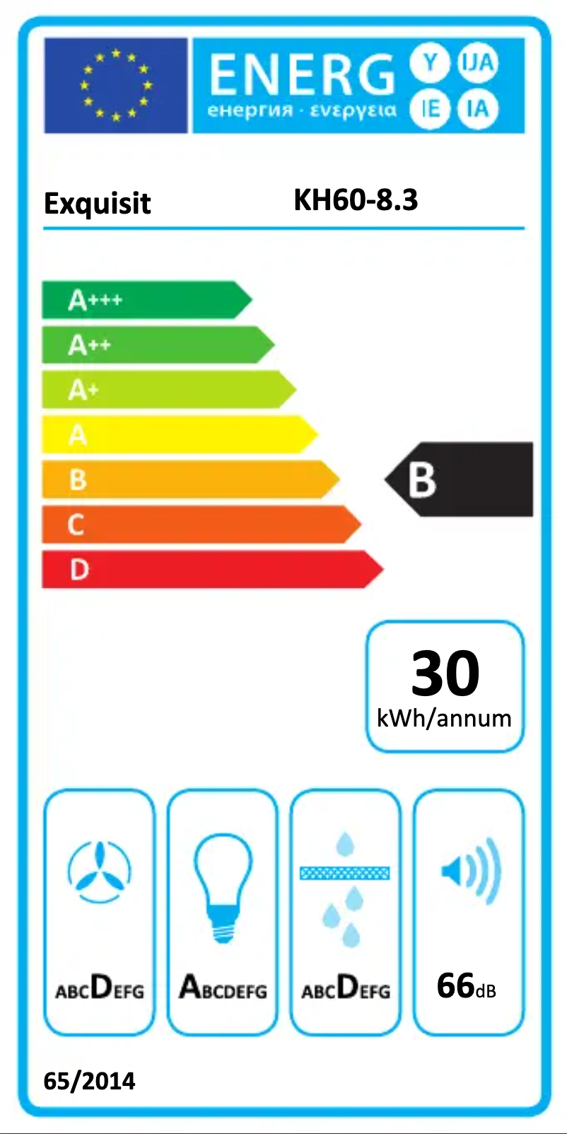 Page 1 of the manual Energy Label Exquisit KH 60-8.3