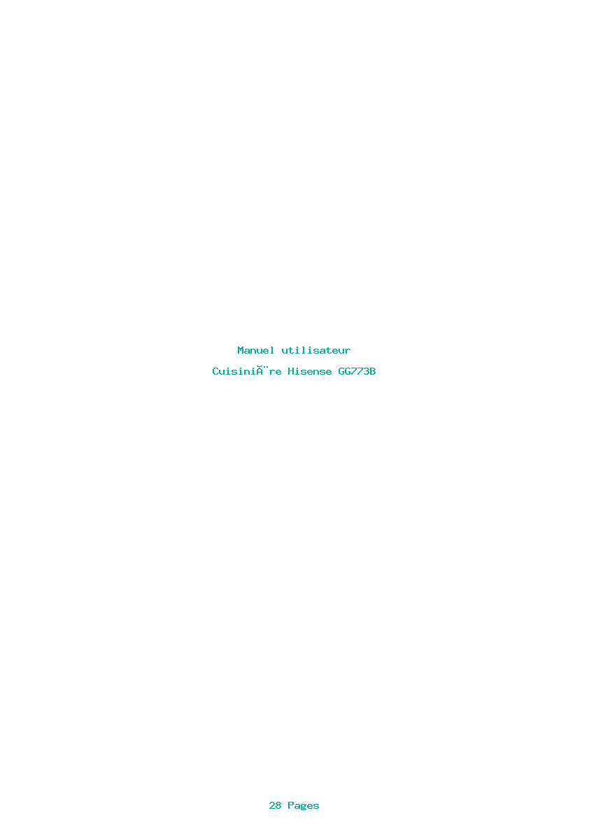 Page 1 de la notice Manuel utilisateur Hisense GG773B