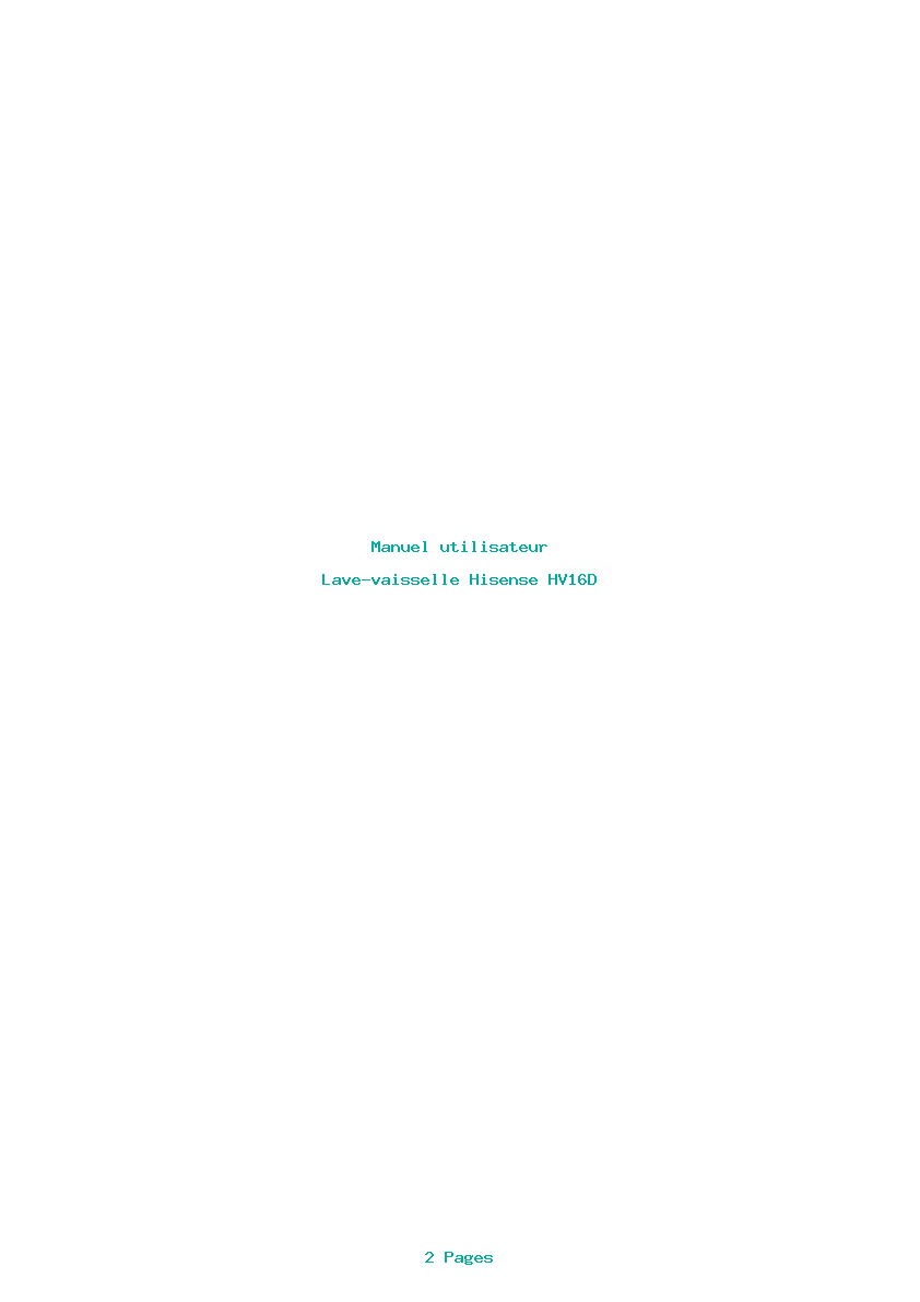 Page 1 de la notice Manuel utilisateur Hisense HV16D