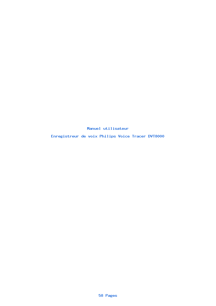 Page 1 de la notice Manuel utilisateur Philips Voice Tracer DVT8000
