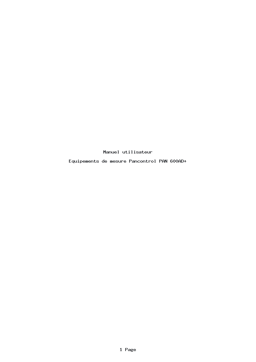 Page 1 de la notice Manuel utilisateur Pancontrol PAN 600AD+