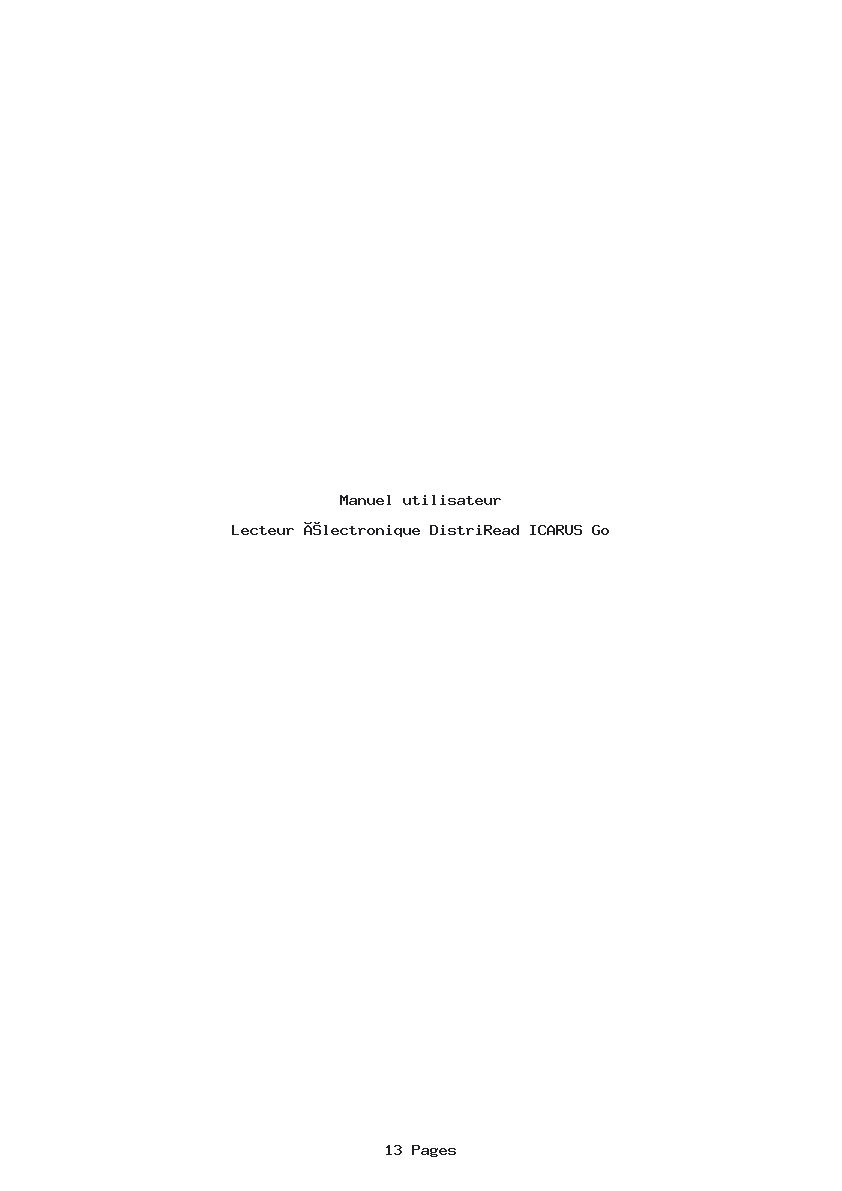 Page 1 de la notice Manuel utilisateur DistriRead ICARUS Go