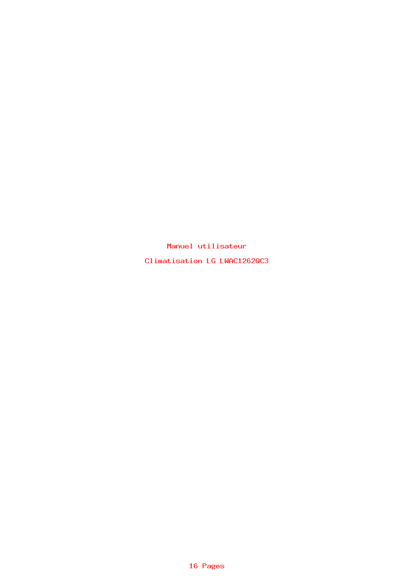 Page 1 de la notice Manuel utilisateur LG LWAC1262QC3