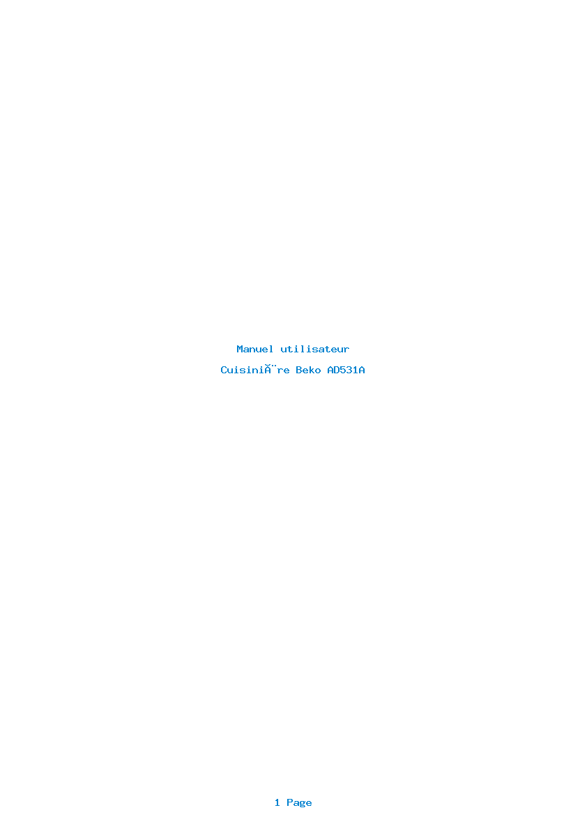 Page 1 de la notice Manuel utilisateur Beko AD531A