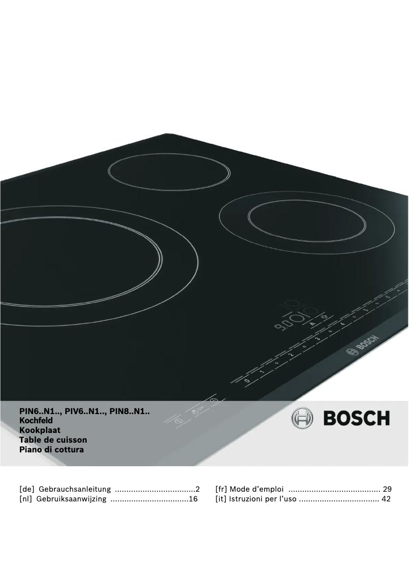 Page 1 de la notice Manuel utilisateur Bosch PIN675N14E