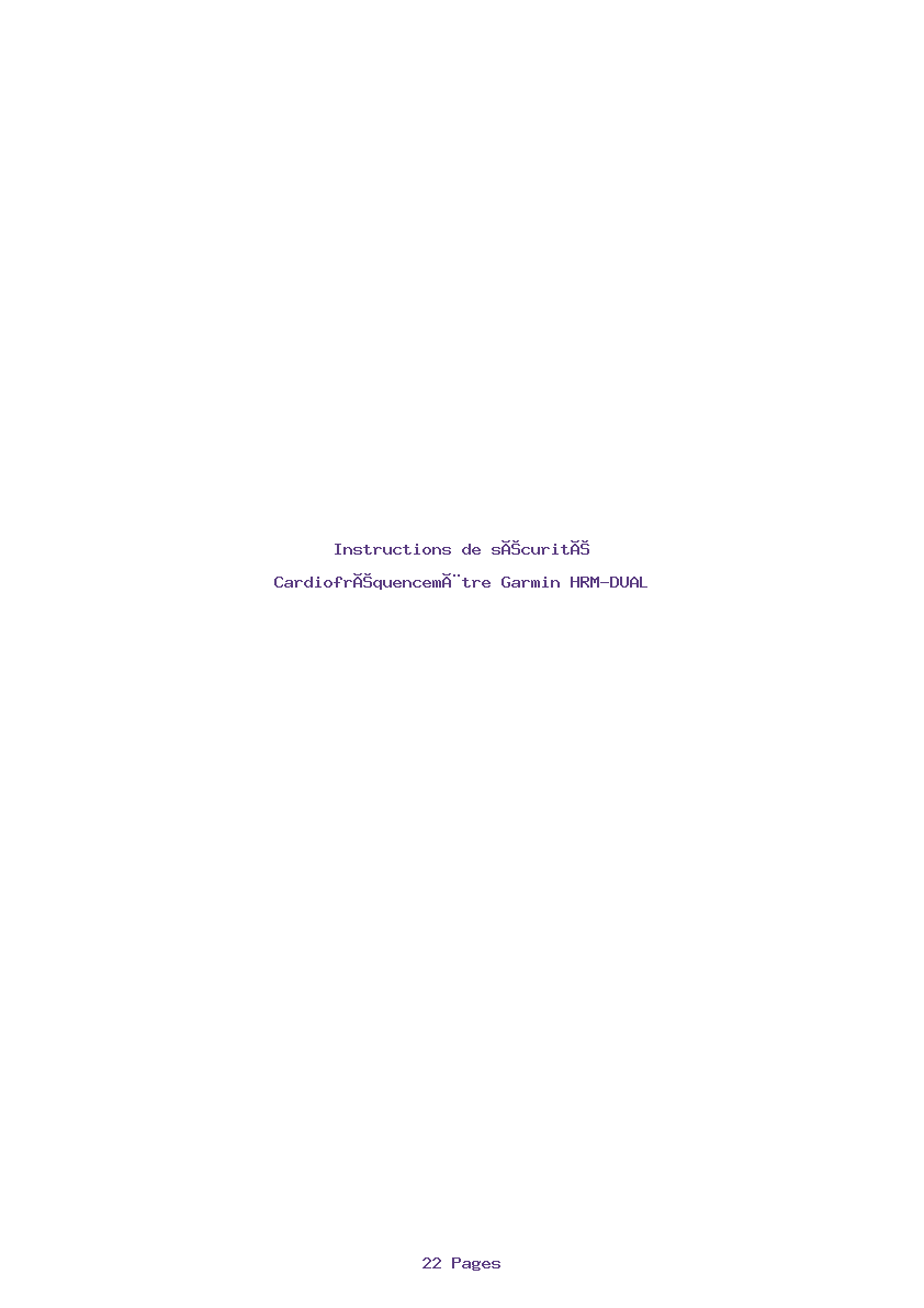 Image de la première page du manuel de l'appareil HRM-DUAL