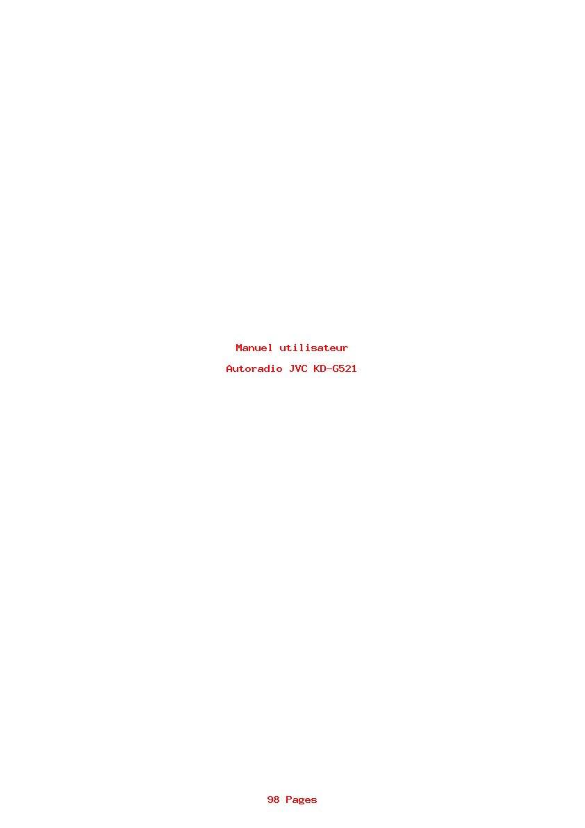 Page 1 de la notice Manuel utilisateur JVC KD-G521