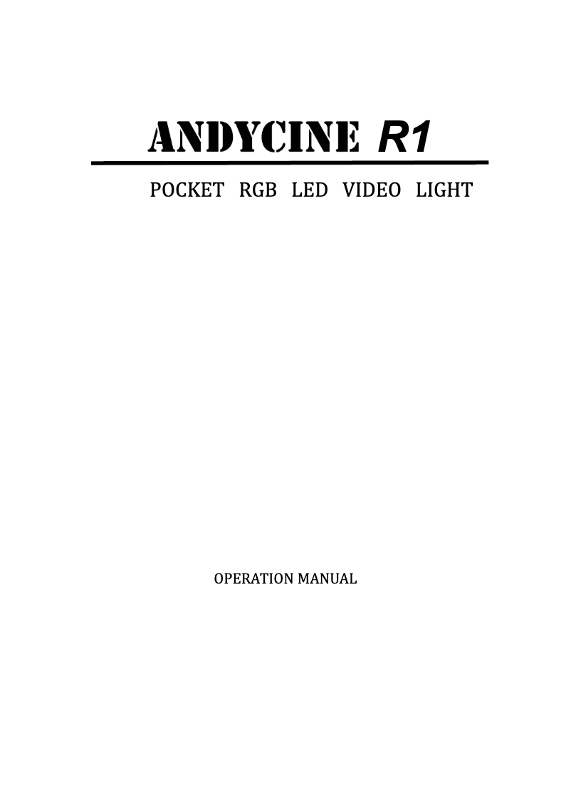Page 1 de la notice Manuel utilisateur ANDYCINE R1
