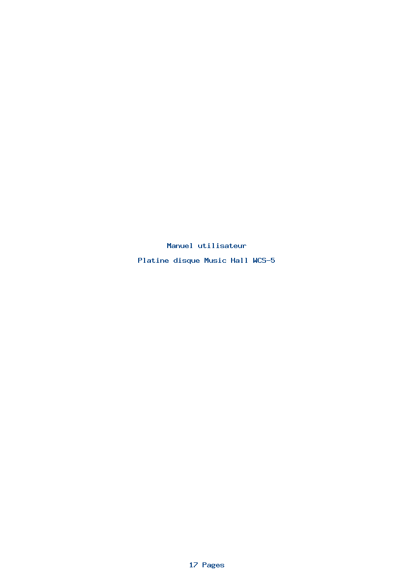 Page 1 de la notice Manuel utilisateur Music Hall WCS-5
