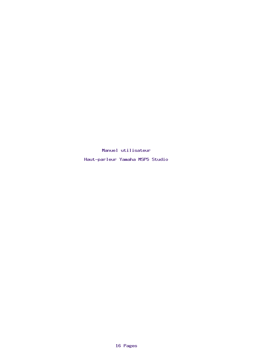 Page 1 de la notice Manuel utilisateur Yamaha MSP5 Studio