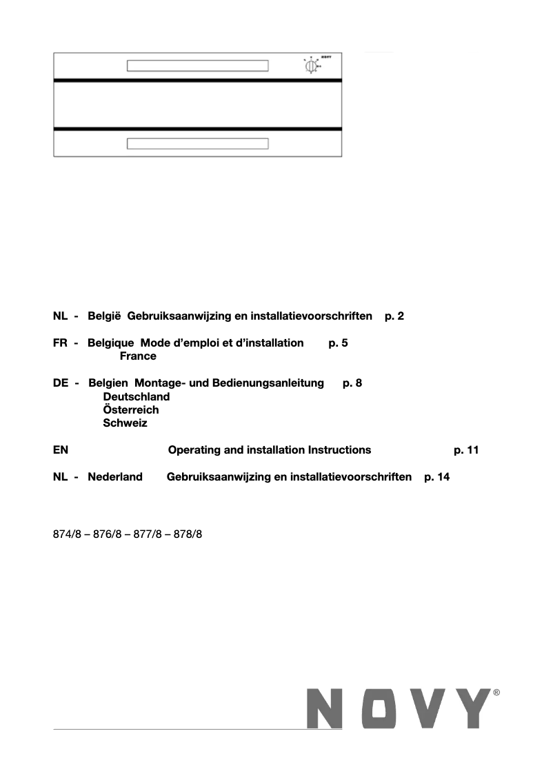 Page 1 de la notice Manuel utilisateur Novy 877