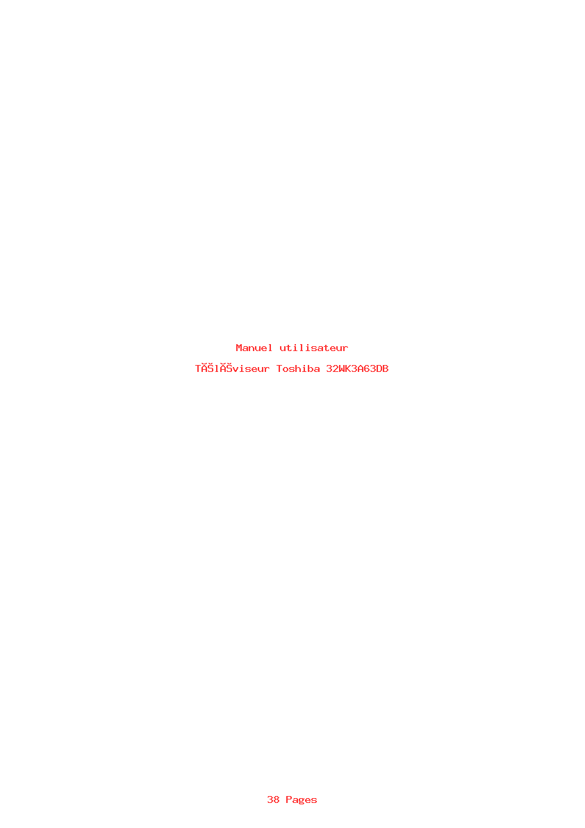 Page 1 de la notice Manuel utilisateur Toshiba 32WK3A63DB