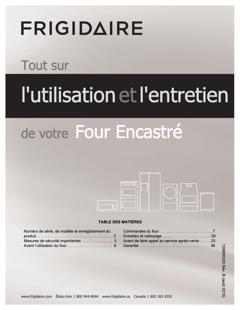 Page 1 de la notice Manuel utilisateur Frigidaire FGEW3065PB
