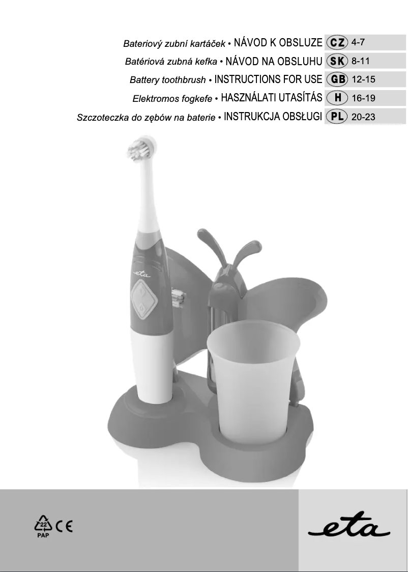 Page 1 de la notice Manuel utilisateur Eta Zubnička 1294 90070