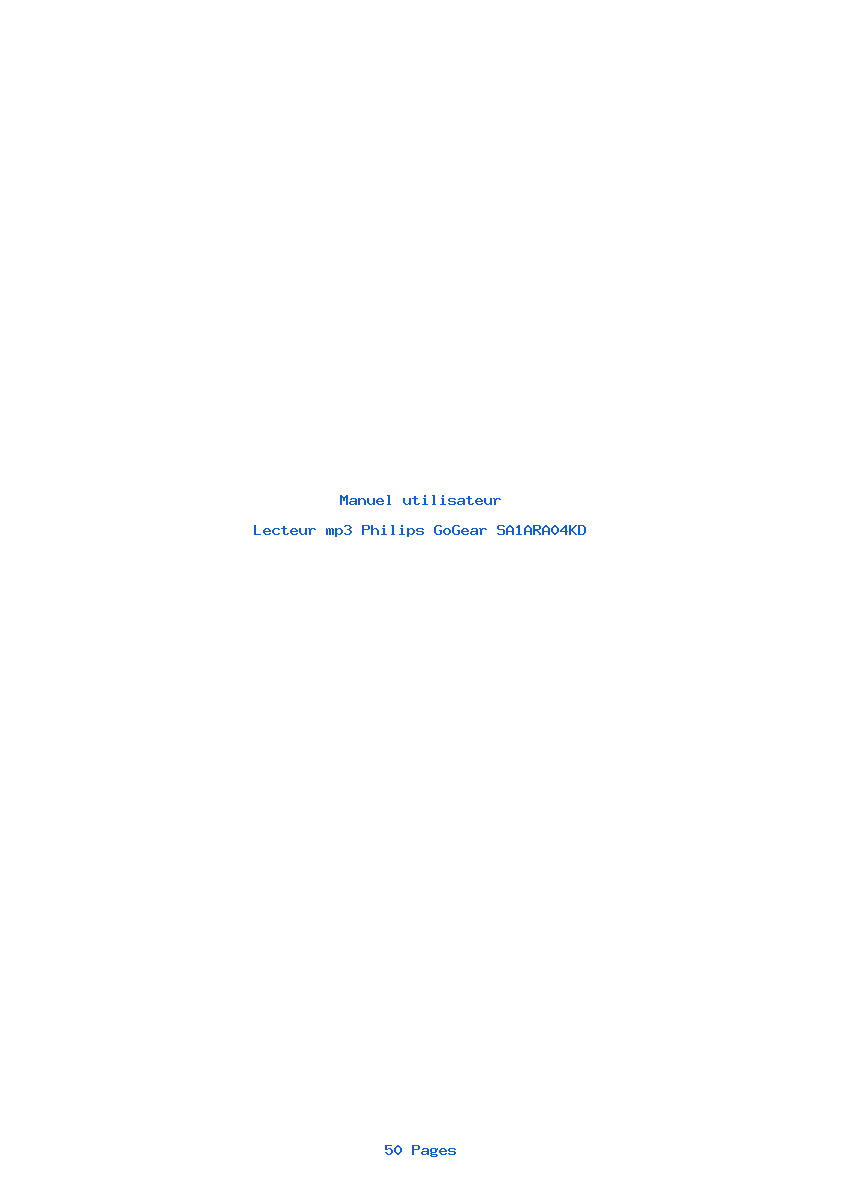 Page 1 de la notice Manuel utilisateur Philips GoGear SA1ARA04KD