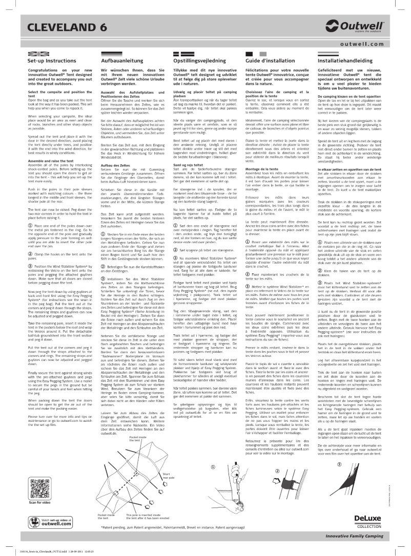 Page 1 de la notice Manuel utilisateur Outwell DeLuxe Green Cleveland 6