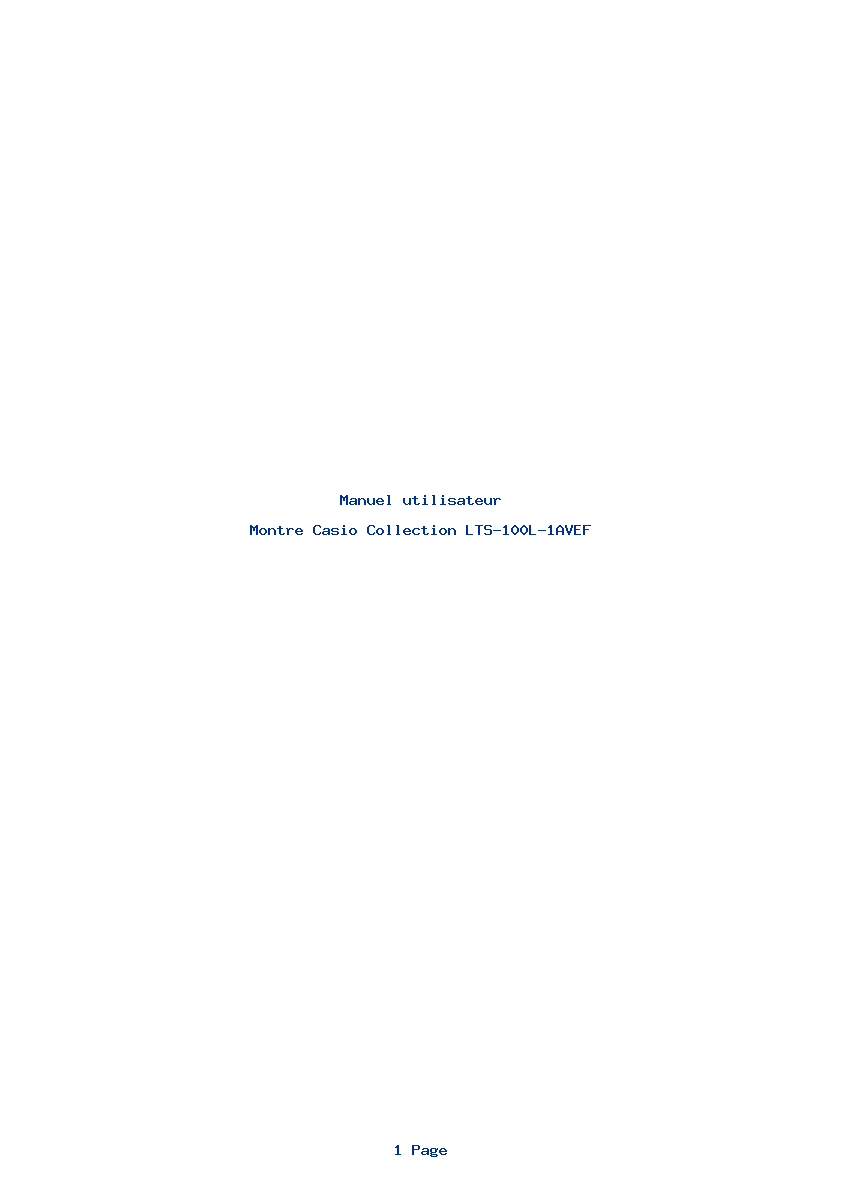 Page 1 de la notice Manuel utilisateur Casio Collection LTS-100L-1AVEF