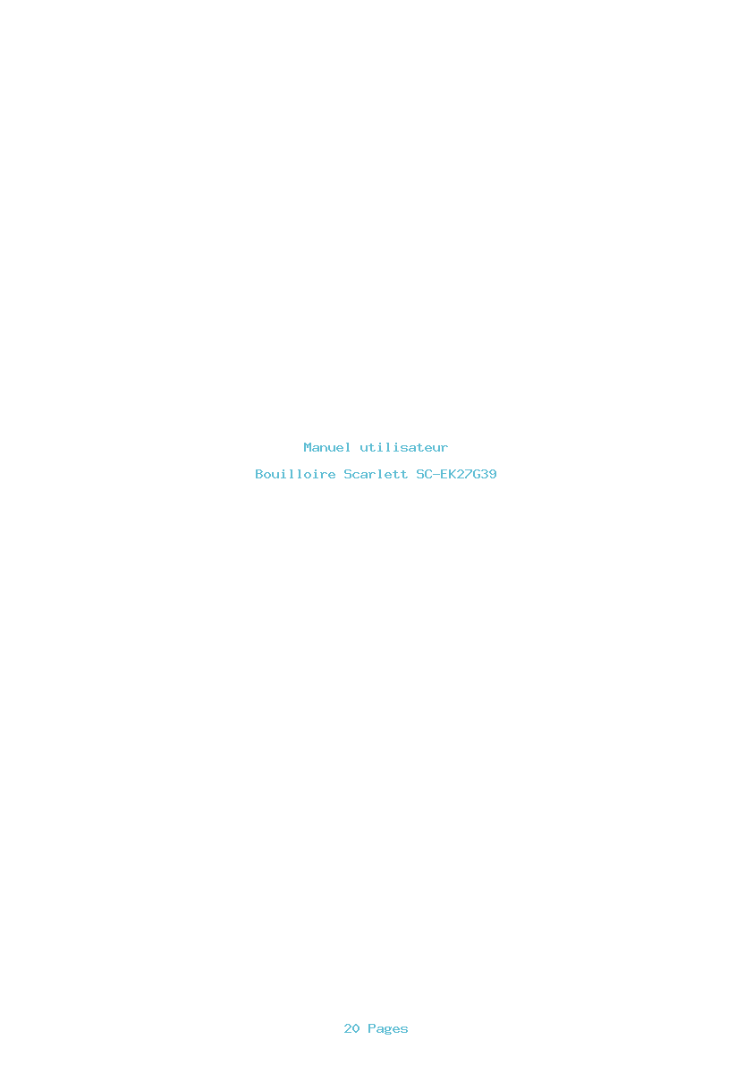 Page 1 de la notice Manuel utilisateur Scarlett SC-EK27G39
