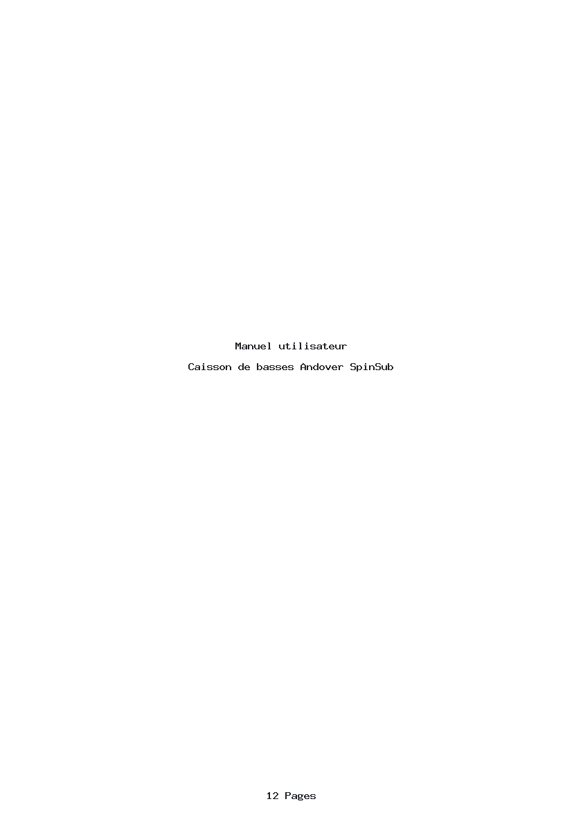 Page 1 de la notice Manuel utilisateur Andover SpinSub