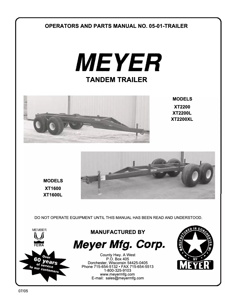 Page 1 de la notice Manuel utilisateur Meyer XT2200XL