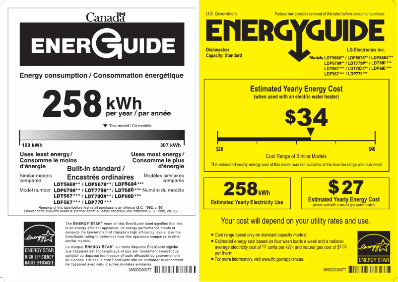 Page 1 of the manual Energy Label LG LDT6809BD
