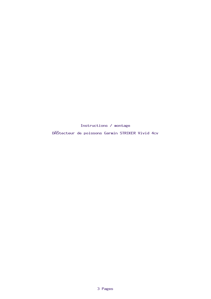 Page 1 de la notice Instructions / montage Garmin STRIKER Vivid 4cv